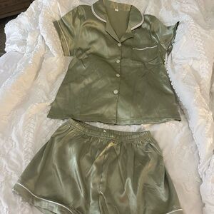 Satin Green Pajama Set